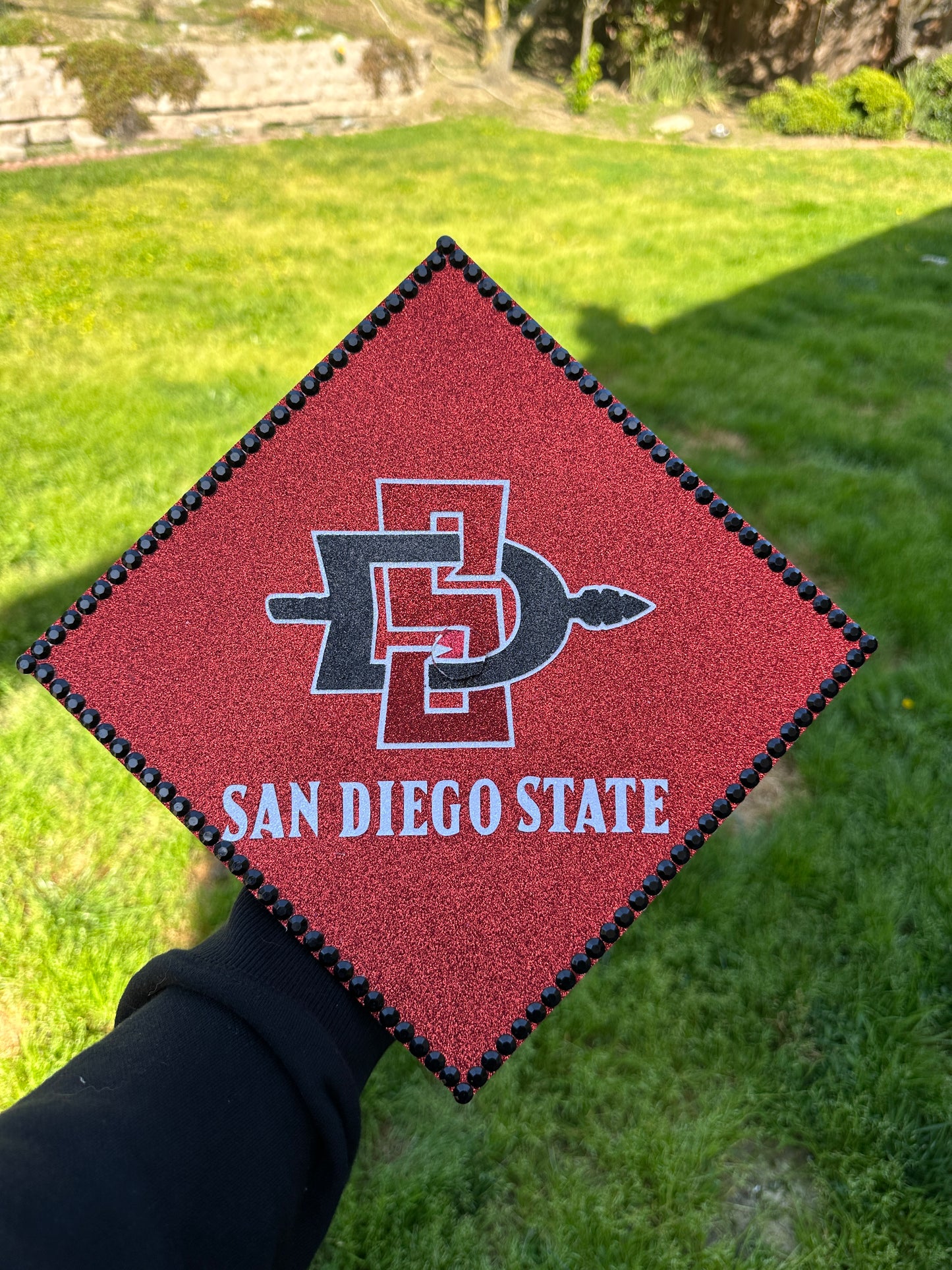 Glitter San Diego State Grad Cap Topper