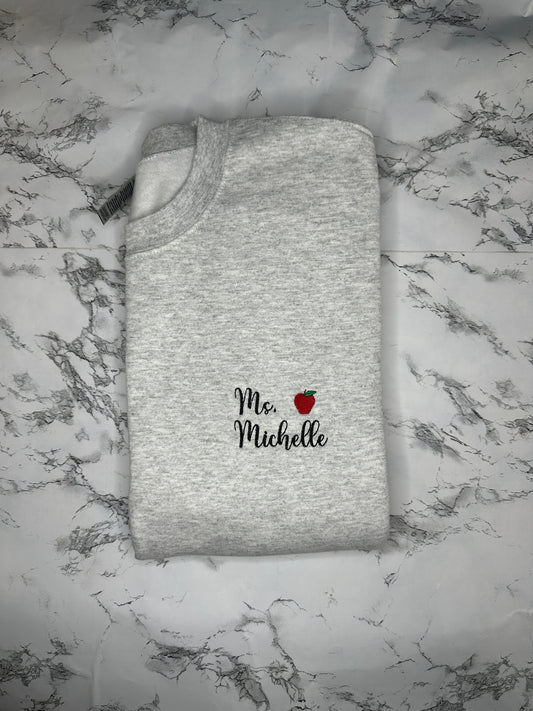 Pocket Size Teacher Embroidered Crewneck