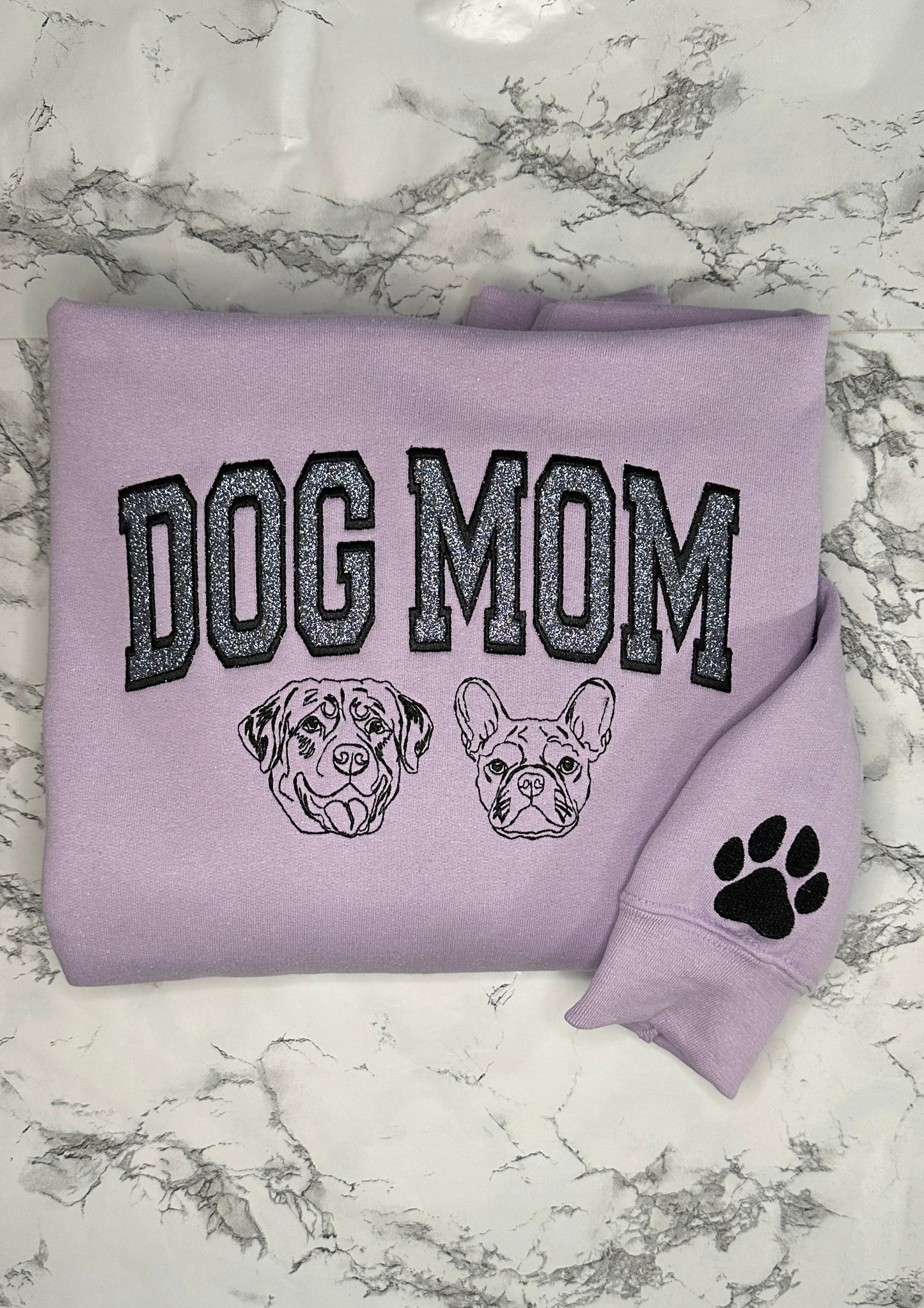 Glitter Dog Mom Appliqué Embroidered Crewneck